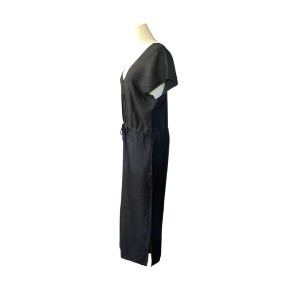 Cloth & Stone  S Linen Wide Leg Jumpsuit Cropped Black C6239-331-301 - Picture 4 of 8